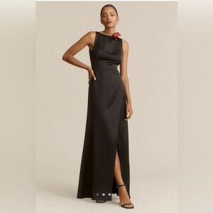 BHLDN ALICE HIGH-NECK SATIN MAXI DRESS